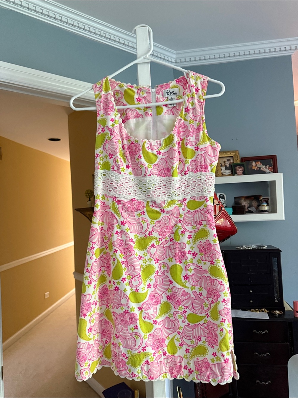 Lilly Pulitzer Pink & Lime Lace-Waist Floral Dress